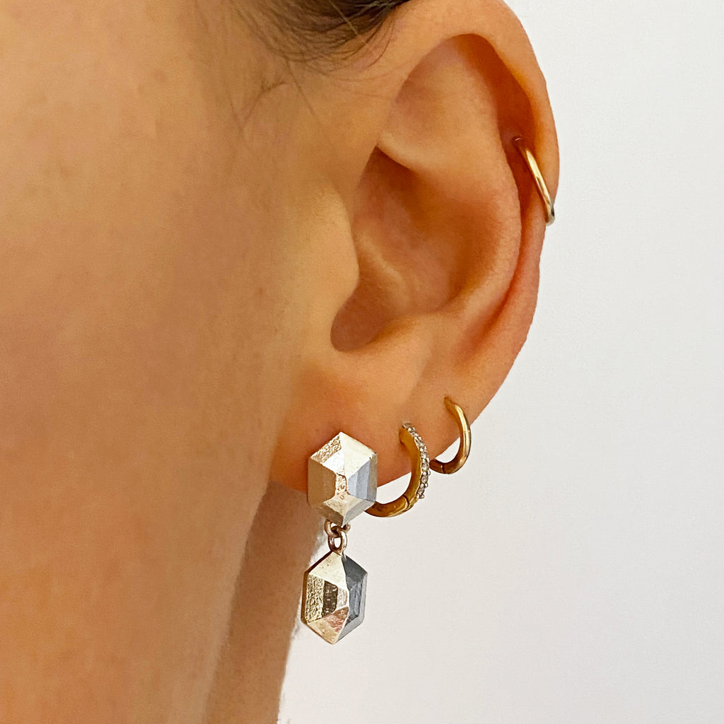 Cosmo Silver Hexa Earrings