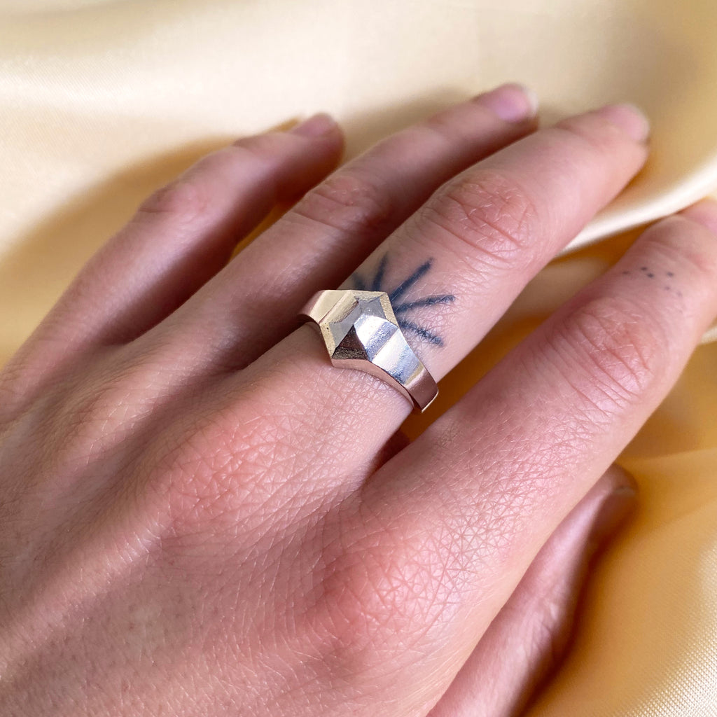 Hexa Silver Signet Ring