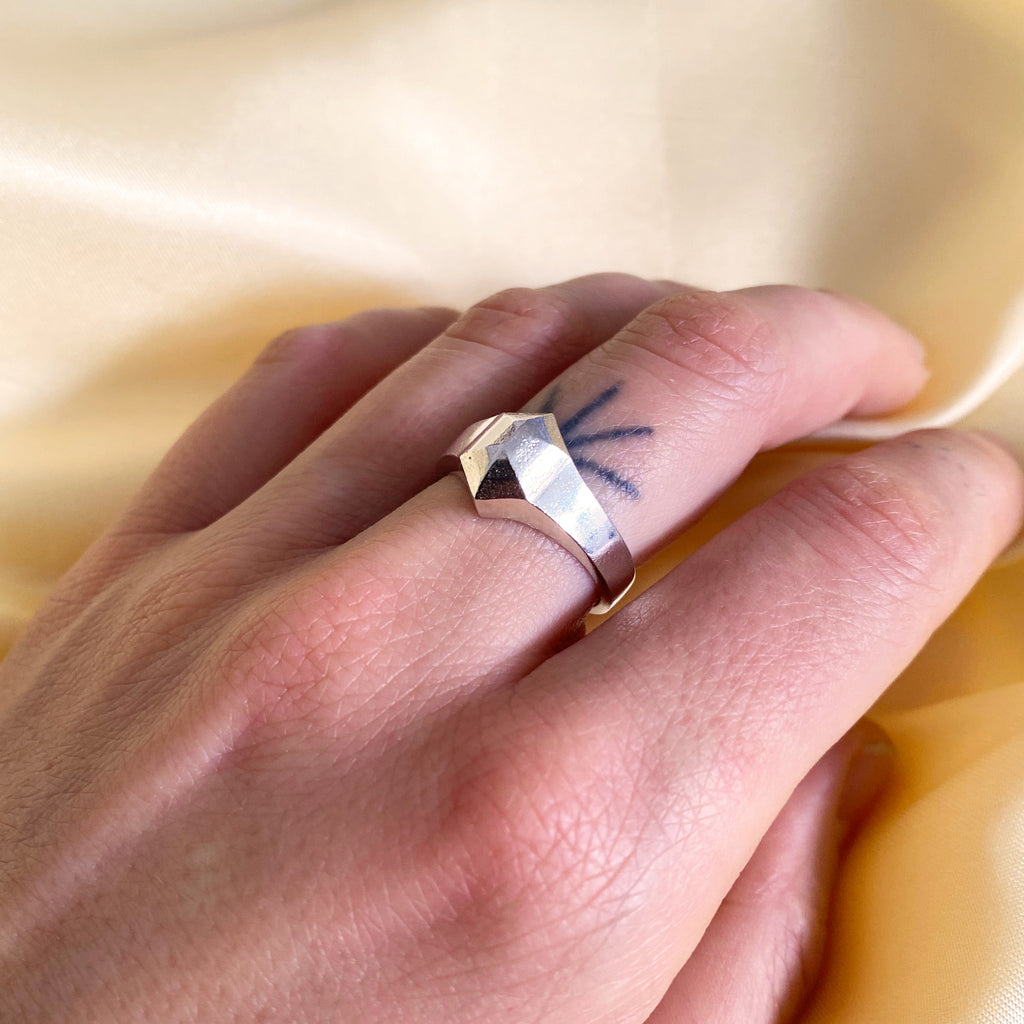 Hexa Silver Signet Ring