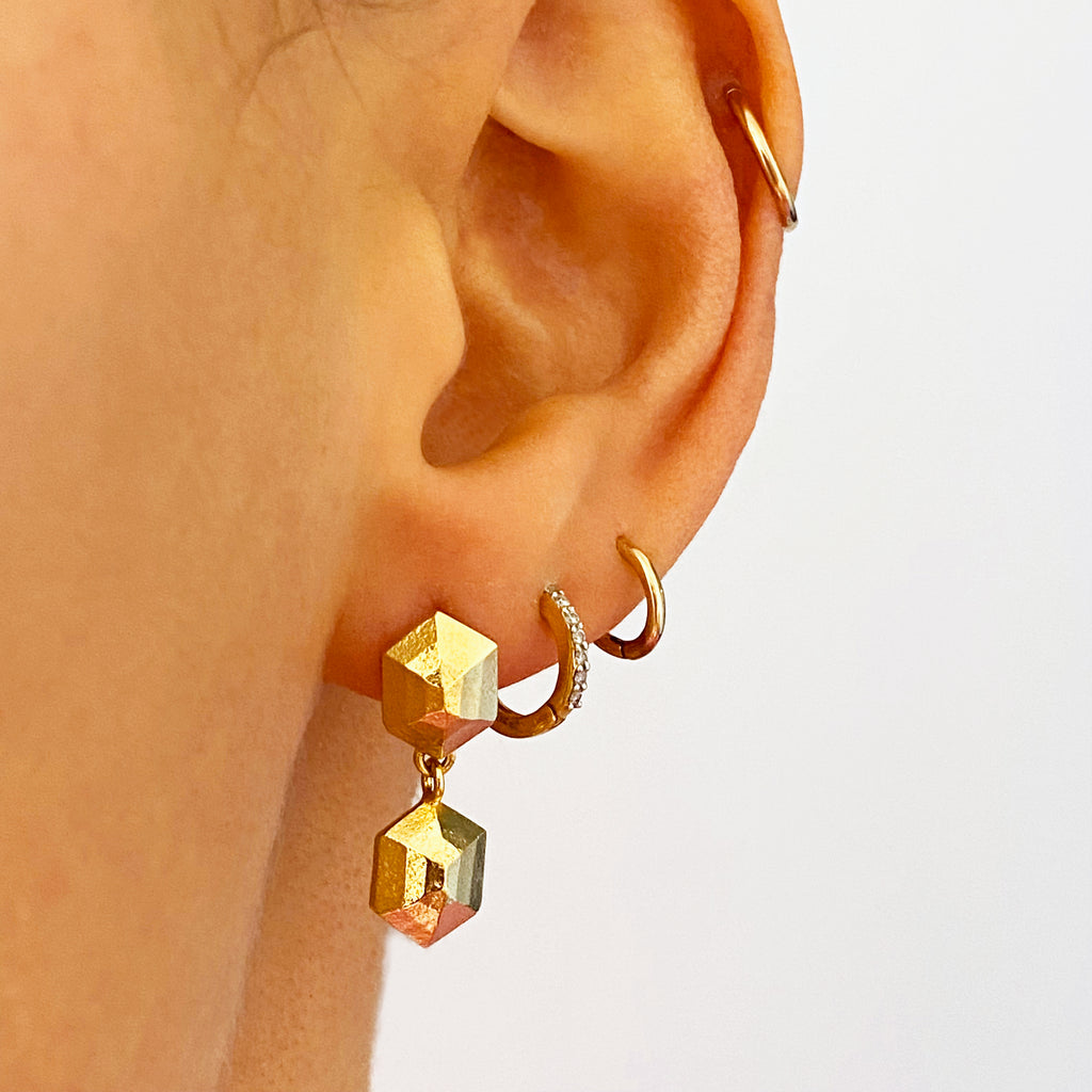 Cosmo Gold Hexa Earrings