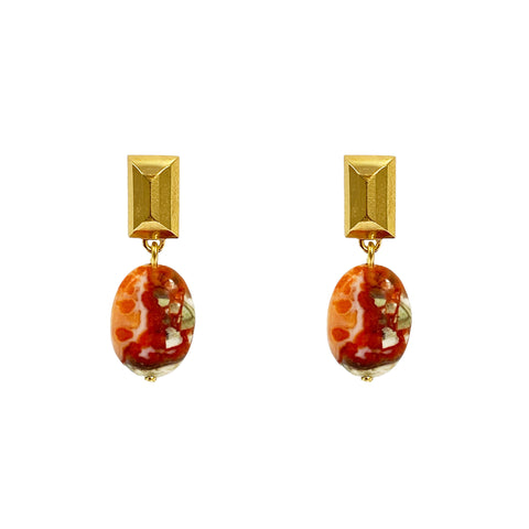 Petra Drop Earrings with Carnelian and Pearls