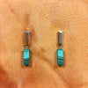 Baguette Gold Earrings with Malachite