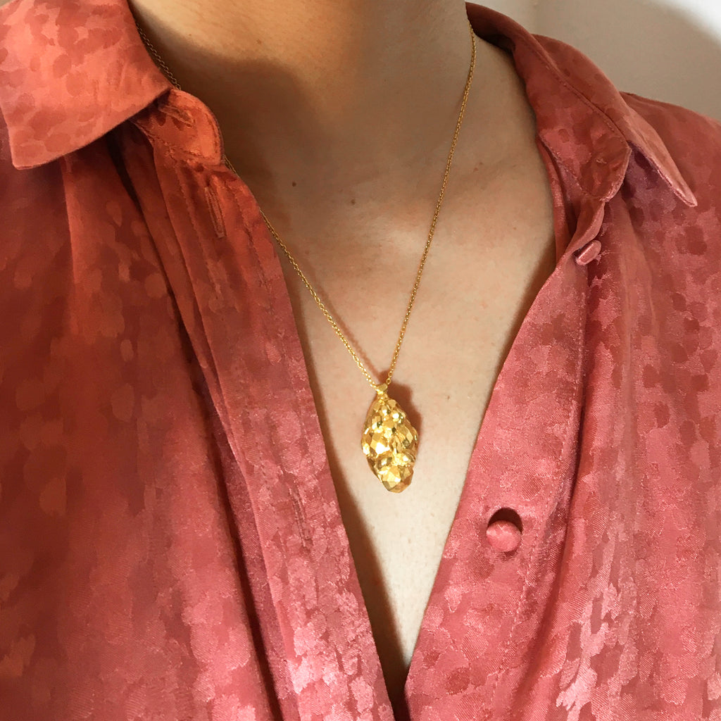 Abstract Figure Pendant in Gold